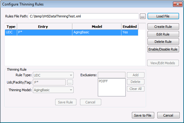 Configure Thinning Rules